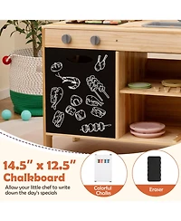 Wooden Barbecue Grill Playset with Chalkboard and Sink and Cabinet