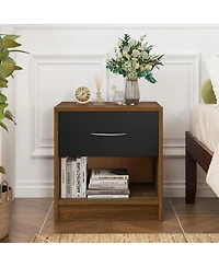 Nightstand with Drawer and Open Shelf for Bedside Storage Bedroom or Guest Room