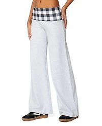 Edikted Womens Beth Gingham Fold Over Pants
