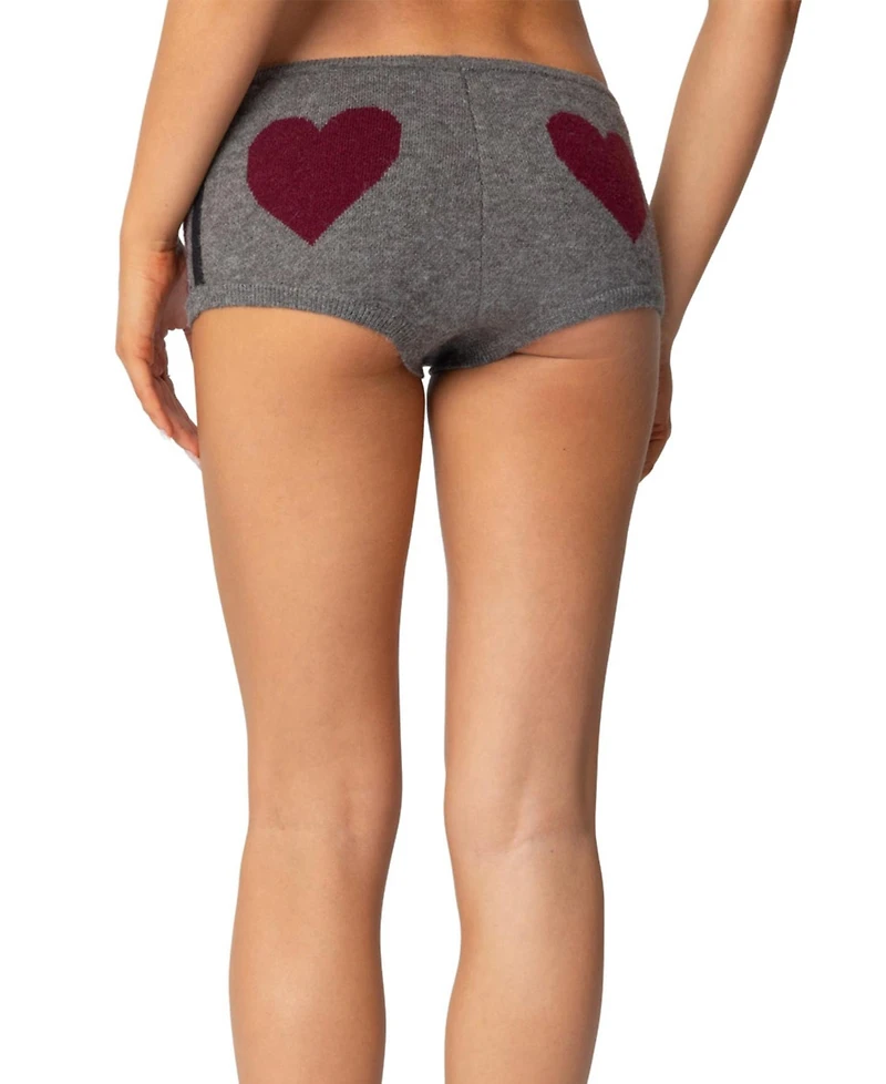 Edikted Womens Heart Knit Micro Shorts