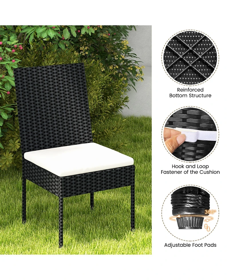 Pe Wicker Patio Chairs Set of 4 with Cushions for Porch Deck Garden and Backyard