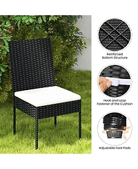Pe Wicker Patio Chairs Set of 4 with Cushions for Porch Deck Garden and Backyard