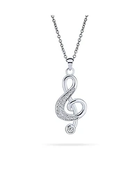 Bling Jewelry Music Teacher Student Treble Clef Pendant Necklace with Cz Musical Note