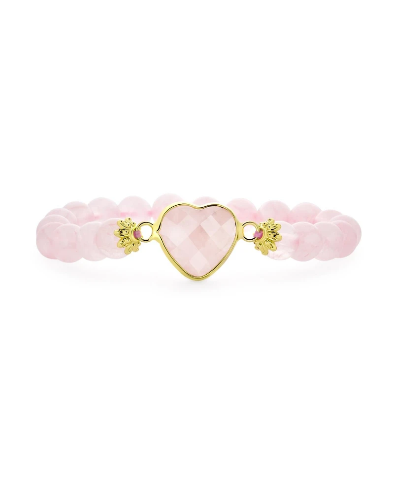 Bling Jewelry Romantic Handmade Natural Jasper Stacking Stretch Bracelet with Heart Charm