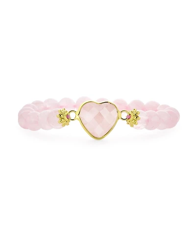 Bling Jewelry Romantic Handmade Natural Jasper Stacking Stretch Bracelet with Heart Charm