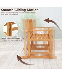 2-Person Outdoor Acacia Wood Glider Bench Patio Swing Rocking Loveseat