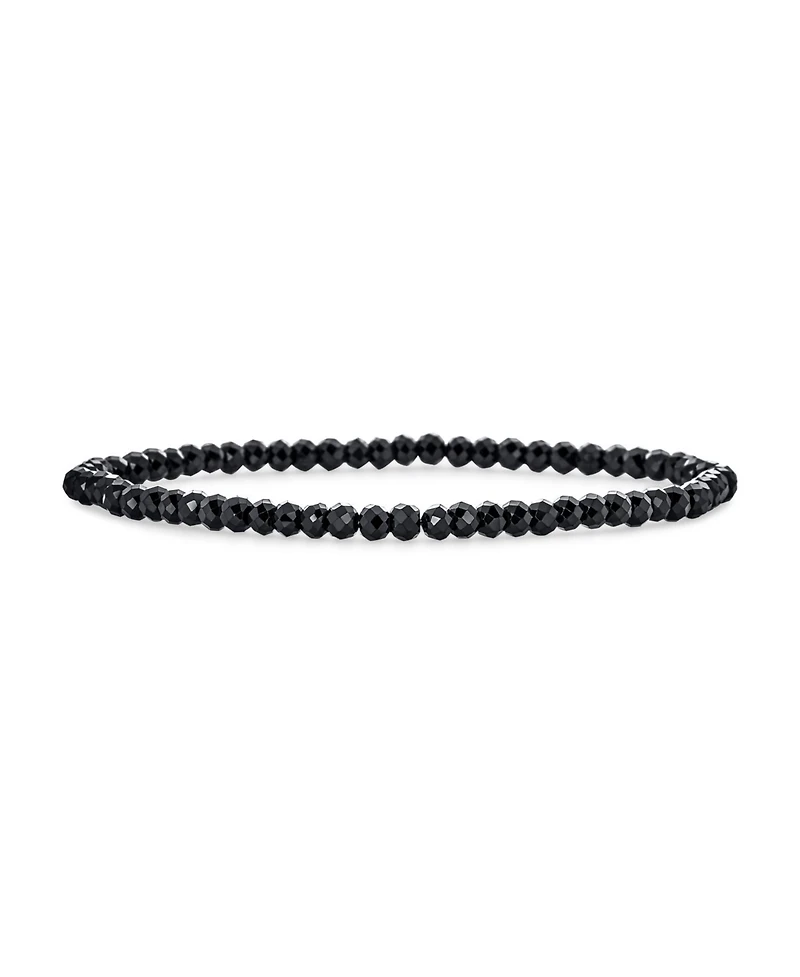 Bling Jewelry Dainty Natural Stone Multi-Strand Seed Bead Stretch Bracelet with Caviar Rondell Beads