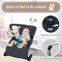 Slickblue Kids Portable Bouncer Chair with Removable Cover and Interactive Toy Bar