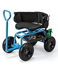 Costway Rolling Garden Cart Height Adjustable Scooter with Swivel Seat & Tool Storage