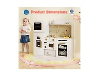 Kids Kitchen Playset with Chalkboard, Ice Maker, Sink & Light-Up Microwave Fun Pretend Cooking Toy