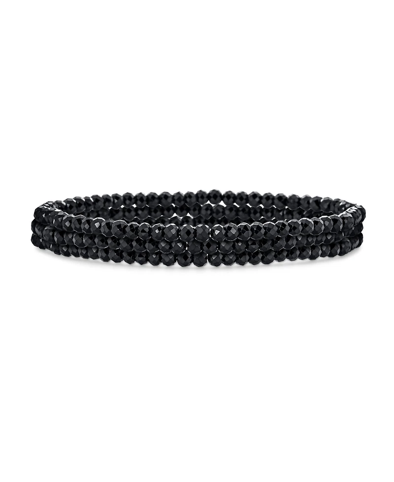 Bling Jewelry Natural Tiny Faceted Ombre Petite Seed Caviar Rondelle Beads Stretch Bracelets Stackable Set of 3 Strands