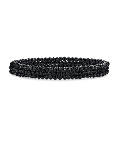 Bling Jewelry Natural Tiny Faceted Ombre Petite Seed Caviar Rondelle Beads Stretch Bracelets Stackable Set of 3 Strands