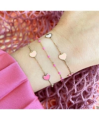 The Lovery Pink Mixed Heart Station Bracelet 14K Gold