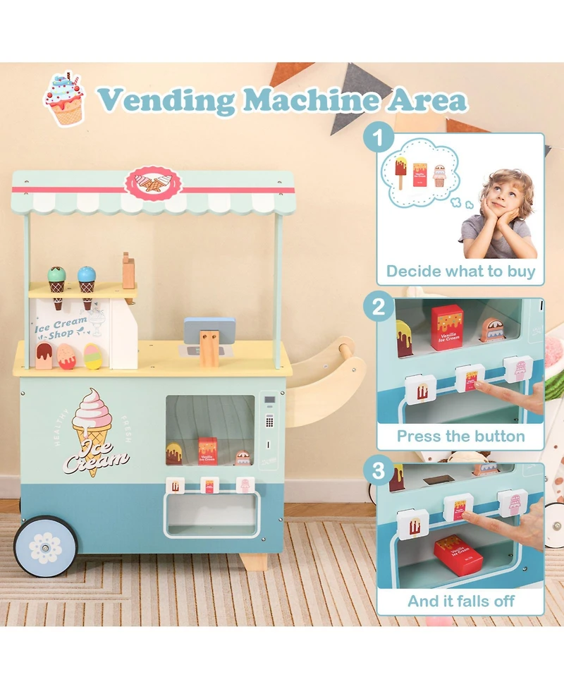 Kids Ice Cream Truck Playset with Vending Machine Fun Pretend Play Toy for Toddlers