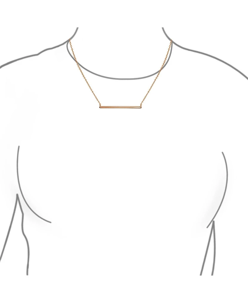 Bling Jewelry Minimalist Horizontal Bar Pendant Necklace - Sterling Silver