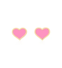 The Lovery Large Bubblegum Pink Heart Stud Earrings 14k Gold
