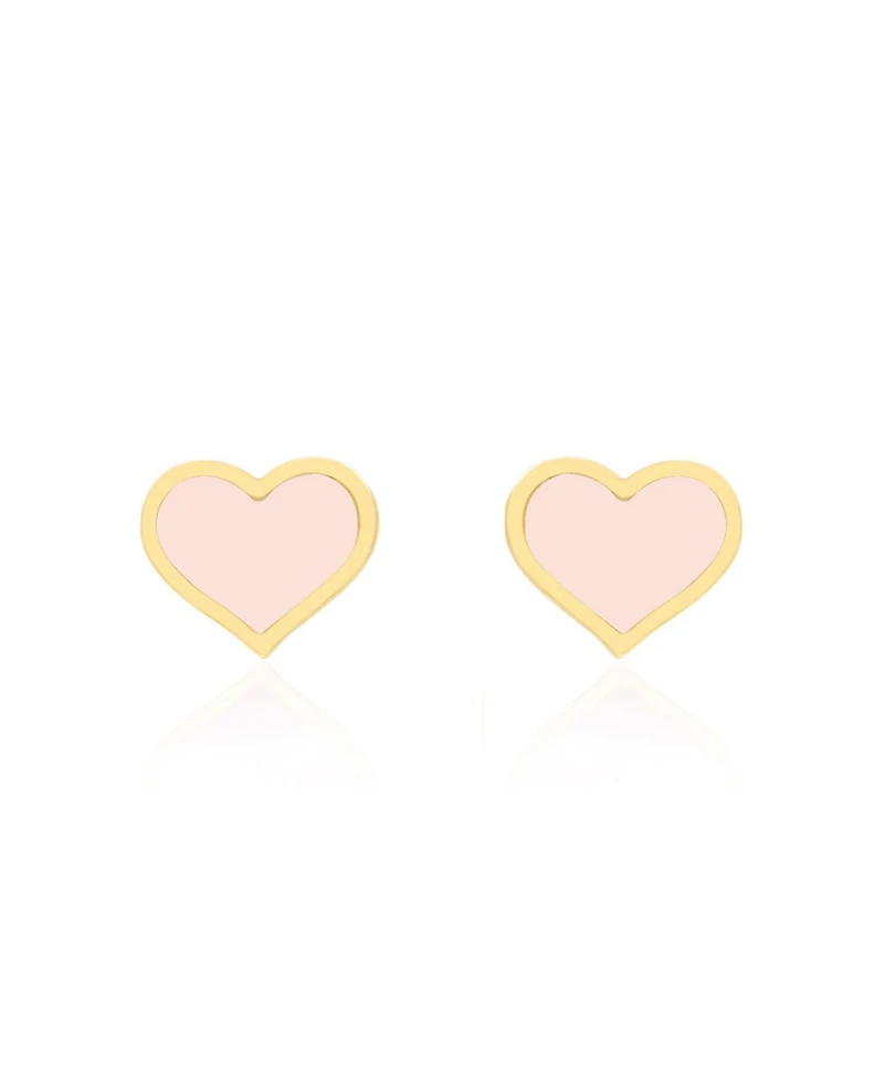 The Lovery Large Pink Pearl Heart Stud Earrings 14K Gold
