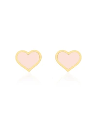 The Lovery Large Pink Pearl Heart Stud Earrings 14K Gold