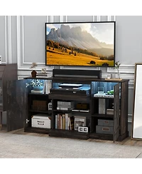 Tv Stand for TVs with 20 Color Led Lights Modern Entertainment Center for Living Room