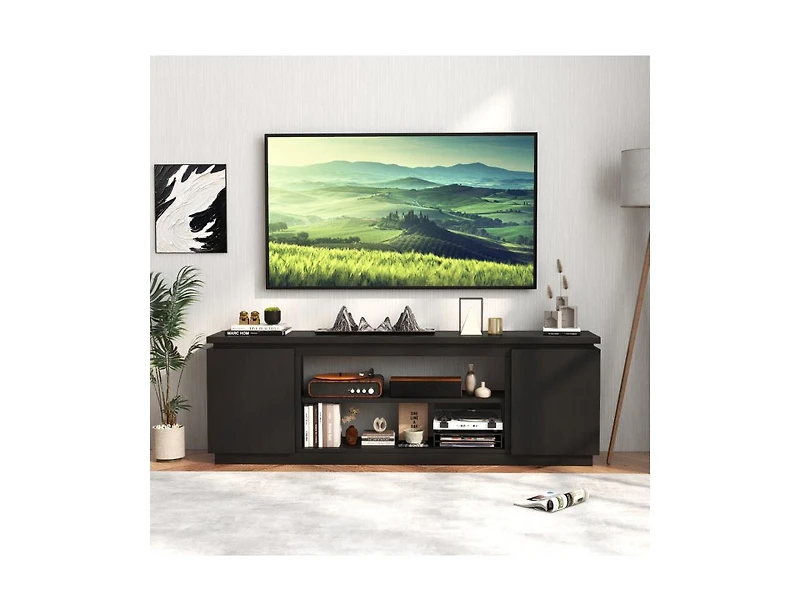 Tv Cabinet with 3 Adjustable Shelves and Anti-Tipping Kits Secure Entertainment Center for Living Room
