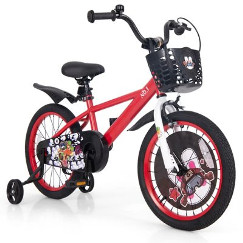 Kids Bike Adjustable with Storage Basket Double Brake for 3-4 Years Old