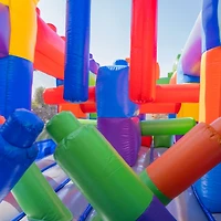 HeroKiddo 20FT Block Party Inflatable Obstacle Course with Air Blower, Commercial Grade 100% Pvc, Outdoor Play, Summer Fun, Kids and Adults