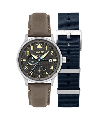 Avi-8 Men's Hawker Hurricane Mckellar Dual-Time Leather Strap Watch