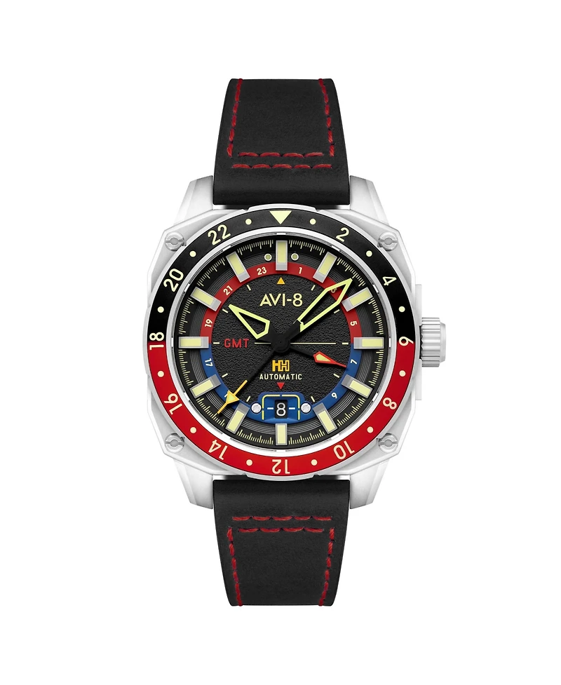 Avi-8 Men's Hawker Hunter Atlas Gmt Automatic Leather Strap Watch
