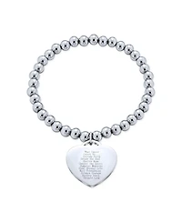 Bling Jewelry Heart Charm Id Bracelet with Pink Ribbon Breast Cancer Survivor Stainless Steel