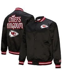 Mitchell & Ness Men's Black Kansas City Chiefs Double Down Satin Full-Snap Jacket