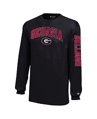 Champion Big Boys and Girls Georgia Bulldogs Distressed Arch Over Logo Long Sleeve T-Shirt