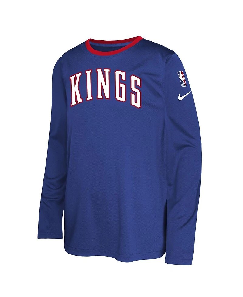 Nike Big Boys and Girls Blue Sacramento Kings 2024/25 City Edition Pregame Performance Long Sleeve Shooting T-Shirt