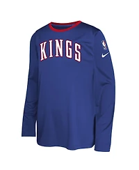 Nike Big Boys and Girls Blue Sacramento Kings 2024/25 City Edition Pregame Performance Long Sleeve Shooting T-Shirt