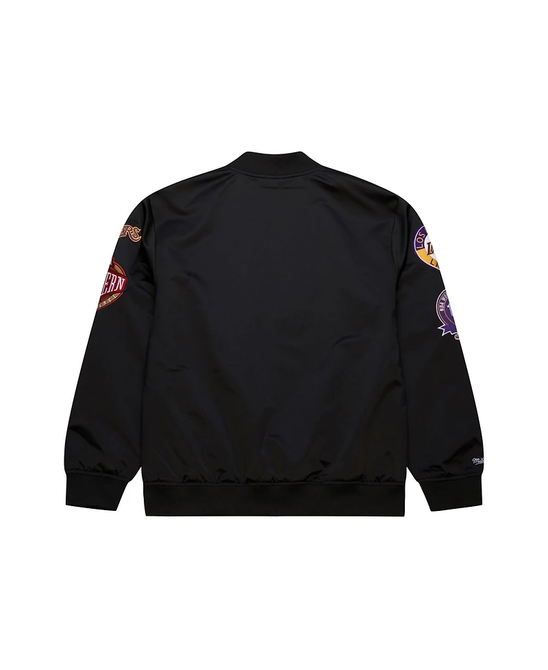 Mitchell & Ness Men's Black Los Angeles Lakers Blackout Collection Vintage Full-Snap Satin Jacket