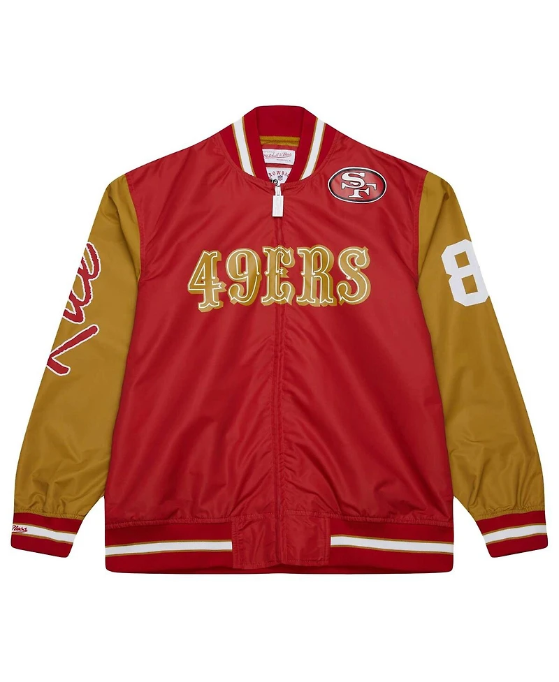 Mitchell & Ness Men's Jerry Rice Scarlet San Francisco 49ers Retired Player Graphic Full-Zip Satin Jacket