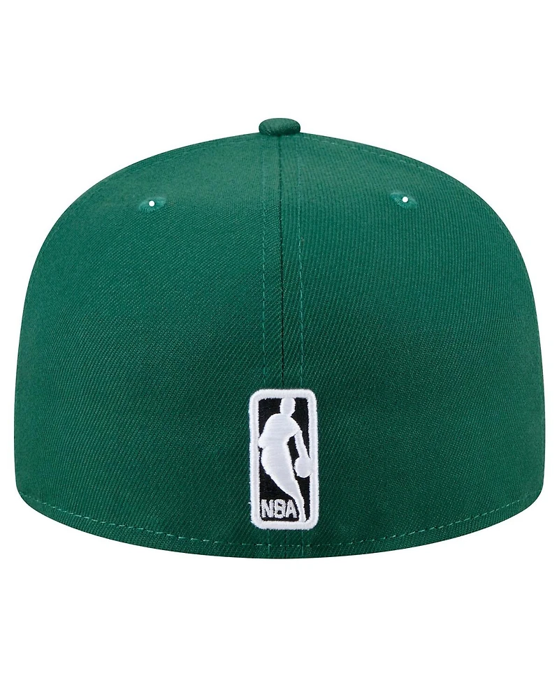 New Era Men's Hunter Green Milwaukee Bucks Throwback Pennant 59FIFTY Fitted Hat