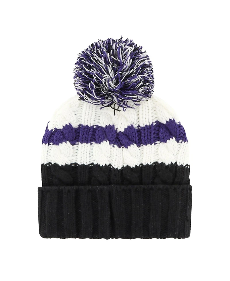 '47 Brand Women's White/Black Colorado Rockies Ashfield Cuffed with Pom Knit Hat