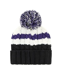 '47 Brand Women's White/Black Colorado Rockies Ashfield Cuffed with Pom Knit Hat