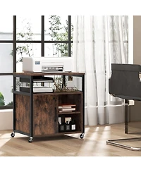 File Cabinet on Wheels with Charging Station and Cable Management Hole for Organized Convenient Office Storage