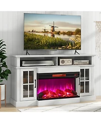 3-Sided 1500W Electric Fireplace with 7-Color Flame for Stylish and Customizable Heating