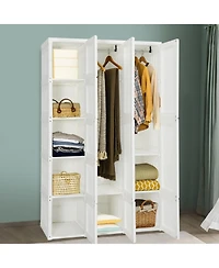 Foldable Armoire Wardrobe Closet with 10 Cubes for Organized Storage and Space-Saving Solution