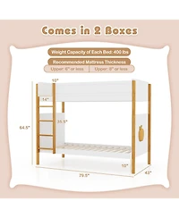 Bunk Bed with Integrated Ladder and Safety Guardrails