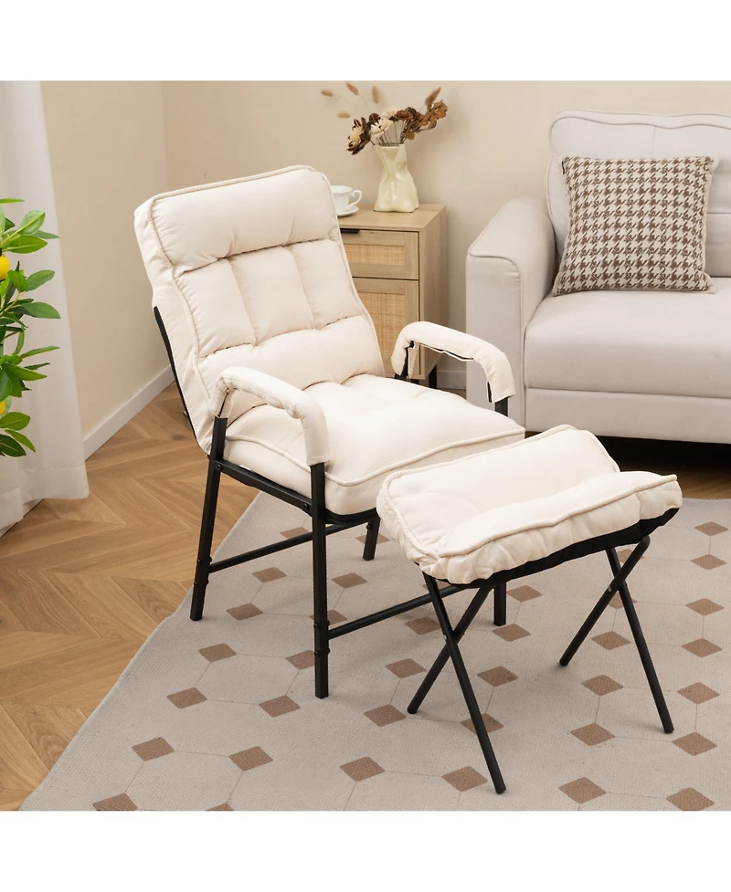 Modern Accent Chair with Ottoman and Adjustable Backrest for Comfortable and Stylish Seating