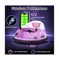 12V 360° Ride on Bumper Car for Toddlers with Remote Control