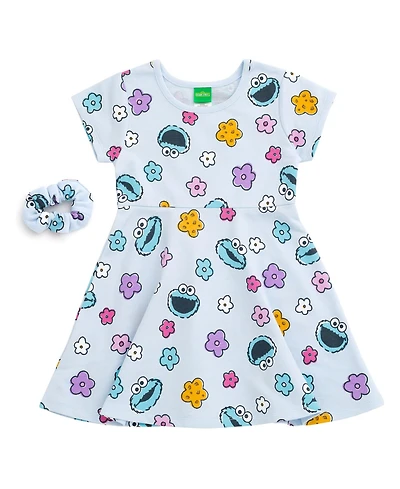 Sesame Street Little Girls Dress and Scrunchie