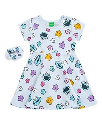 Sesame Street Little Girls Dress and Scrunchie