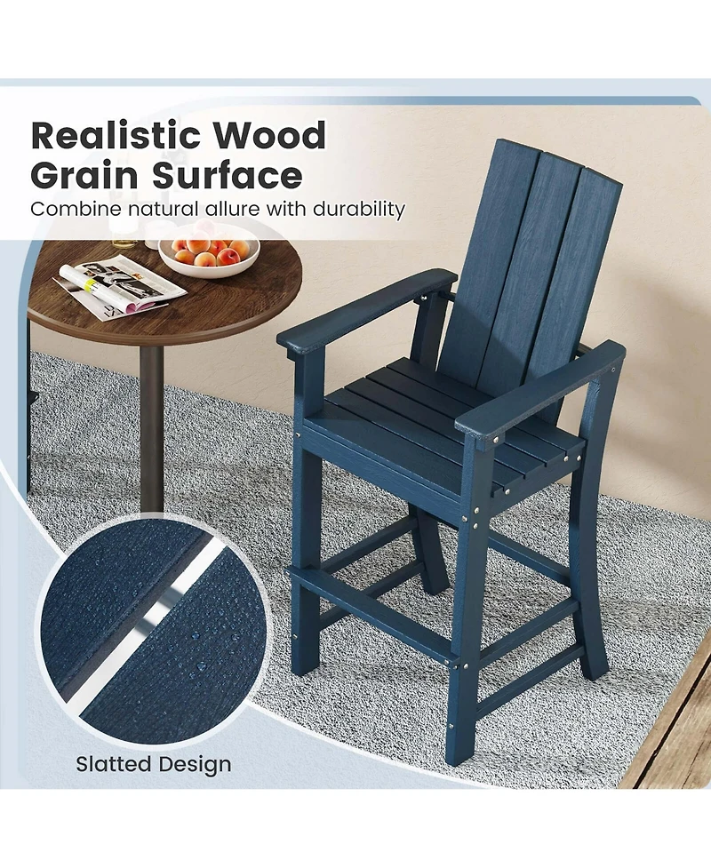 Tall Adirondack Chair with Ergonomic Backrest Armrests & Footrest for Backyard