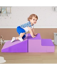 2-Piece Step and Slide Climber for Infants Toddlers Soft Play Set with Blocks Baby Fun