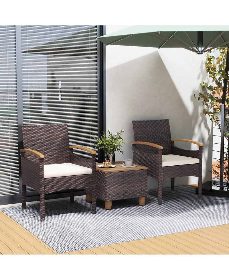 Patio Dining Chairs with Acacia Wood Armrest and Heavy Duty Metal Frame-2 Pieces
