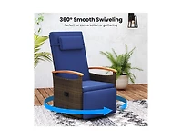Patio Rattan 360° Swivel Recliner Chair with Adjustable Backrest and Footrest